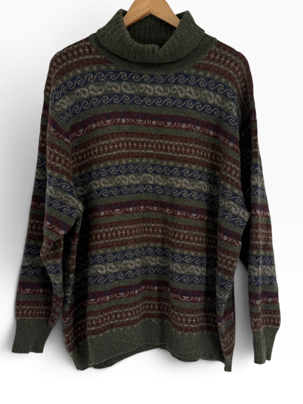 Vintage Eddie Bauer Mens Fair Isle Sweater Size XXL Tall Wool Alpaca Turtleneck